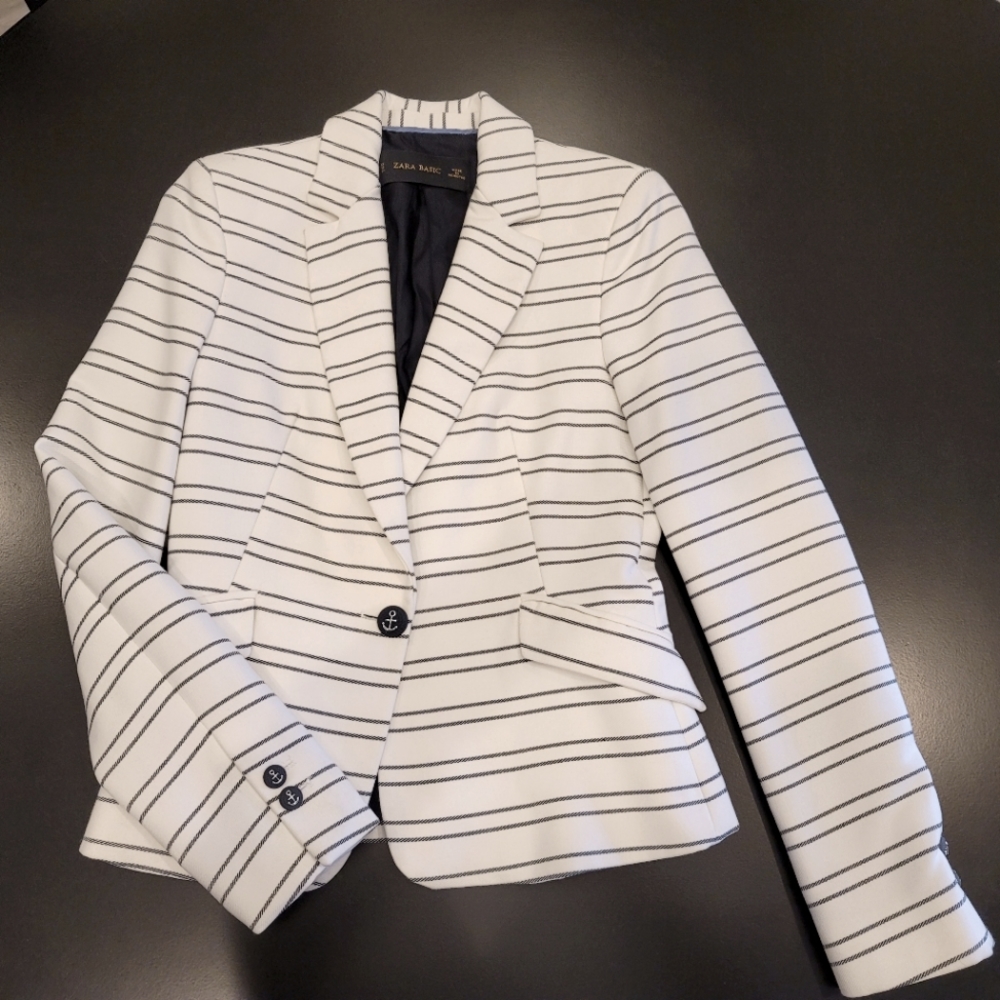 Zara Basic Striped Jacket Blazer, Nautical Theme,… - image 1